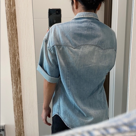 R13 oversized chambray elbow sleeve denim shirt - Picture 3 of 4